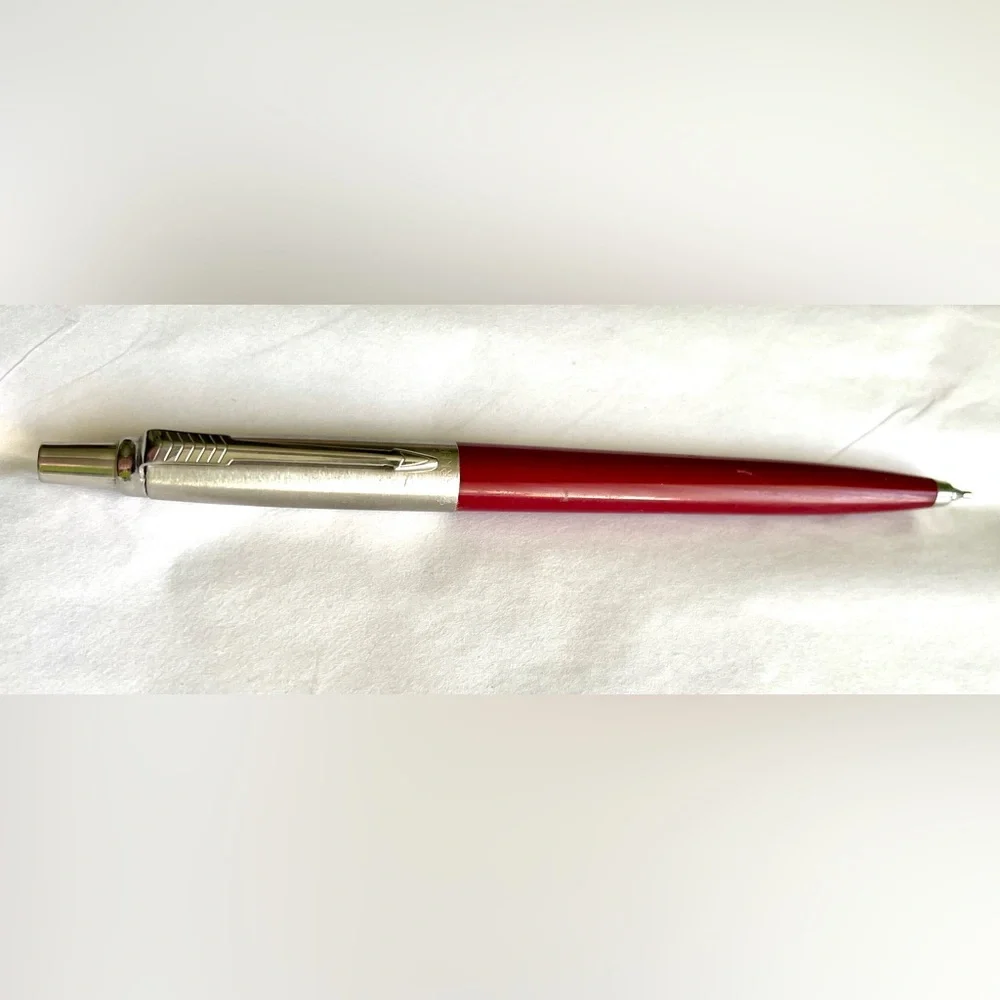 1988 USA Made Parker Mechanical Pencil Vintage 11E Stainless Steel Red Burgundy